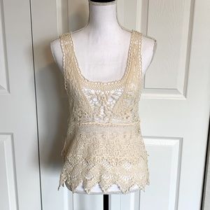 Ivory cream crochet tank top size Medium